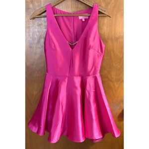 Dolls Kill Sugar Thrillz Pink Taffeta Mini Dress Formal Rhinestone Y2K 80s Bratz